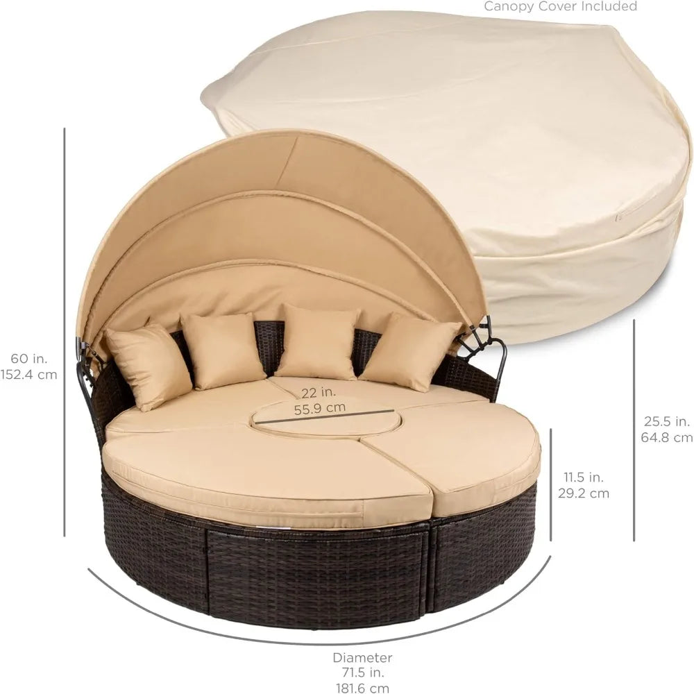 Best Choice Products 5-Piece Modular Patio Wicker Daybed Sectional