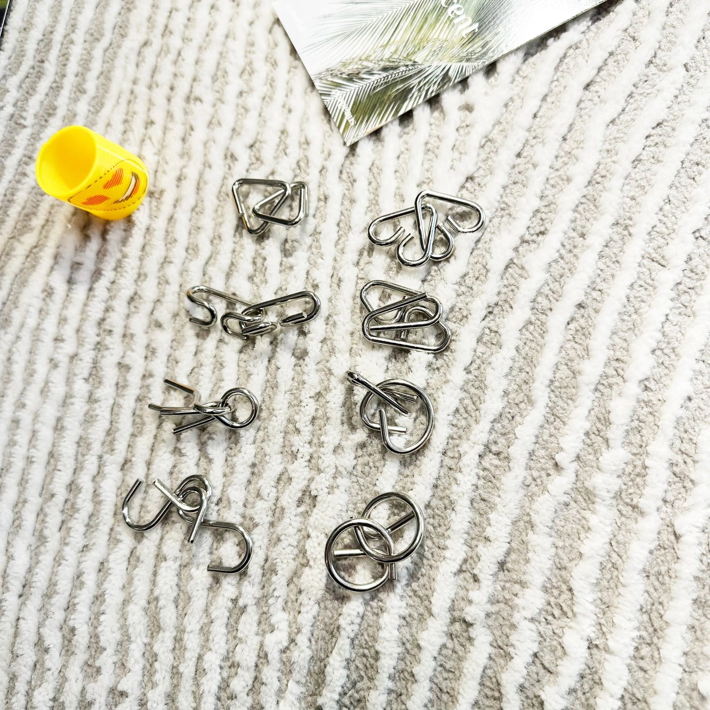 2 Sets Stainless Wire Puzzle Link Unlock Interlock Game Ring Trick Toy for Kid
