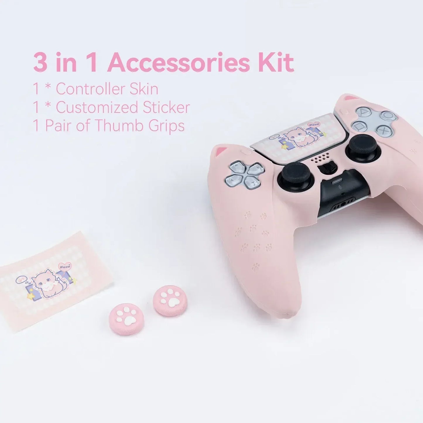 GeekShare PS5 controller case set: cat-themed thumb grips