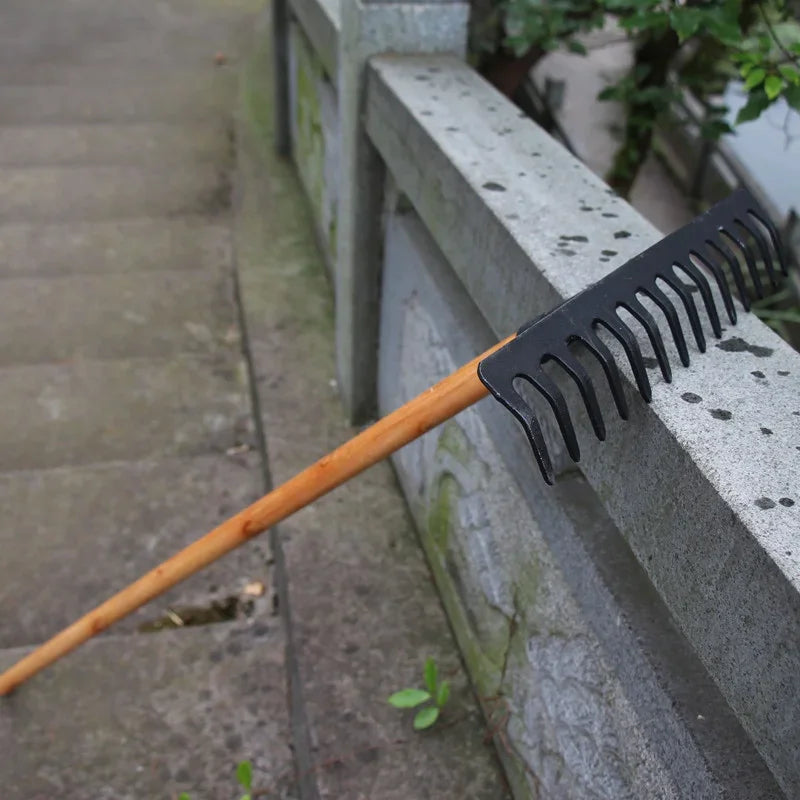 Farming Rake Stainless Steel Rake 14-Tooth Hay Deciduous Pine Soil Rake Garden Gardening Tools Agricultural Farm Tools