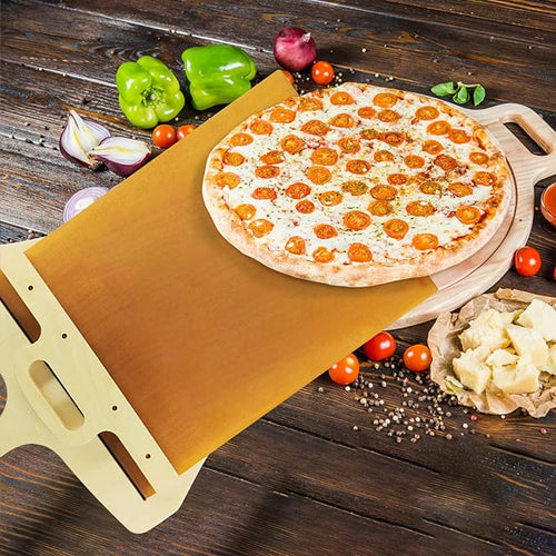 Sliding Pizza Peel Shovel - Foldable Wooden Handle for Easy Baking