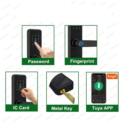 RAYKUBE Biometric Fingerprint Door Lock K7 Pro+ Smart Lock Tuya App Remote Unlocking Keyless Lock Electronic Door Lock