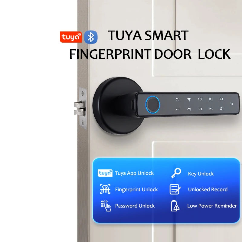 wafu Tuya Smart Fingerprint Door Lock Bluetooth Keyless Entry Security Lock