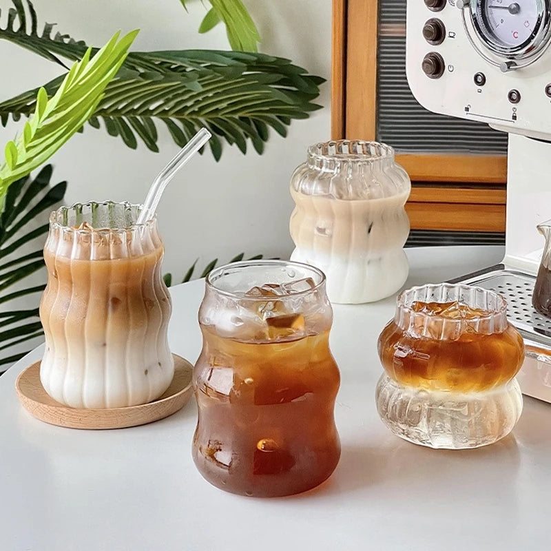 Stylish Glass Tumbler with Stripe Design