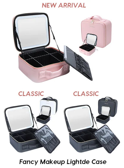 Portable Makeup Train Case with LED Mirror