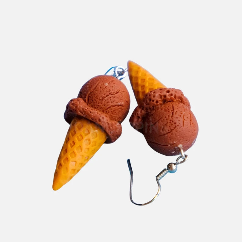 Vanilla & Chocolate Ice Cream Cone Earrings