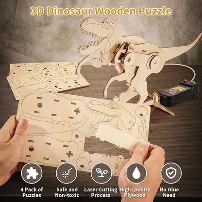 Dinosaur STEM Kit Toys for Kids - 3D Wooden Puzzle Model