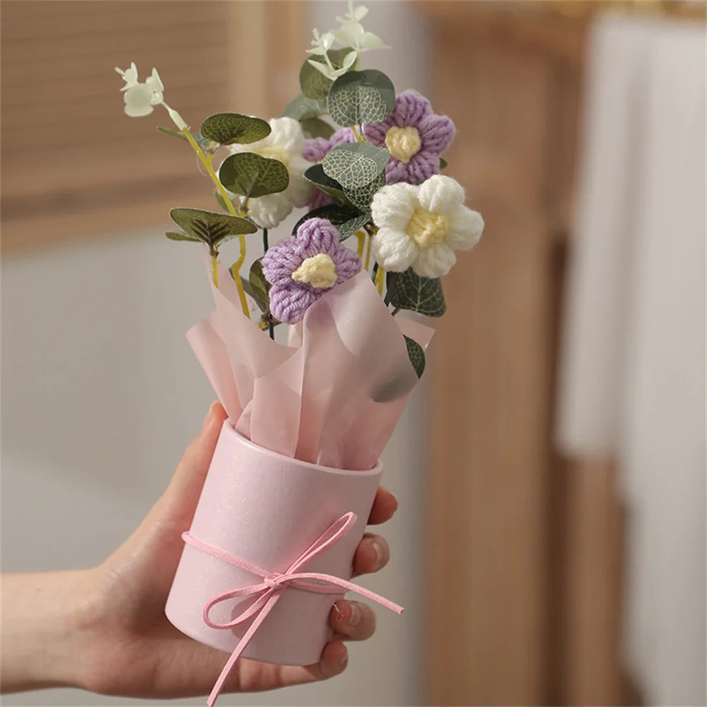 5PCS Hand-Knitted Woolen Flowers