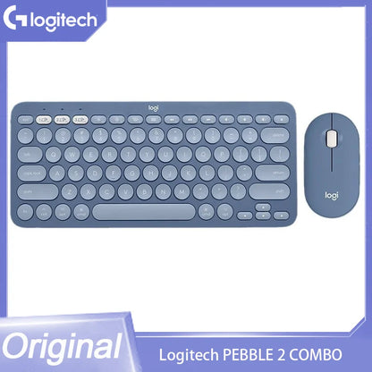 Logitech Pebble 2 Combo – Wireless Keyboard & Mouse Set, Quiet Typing, Multi-Device Support for Home & Office