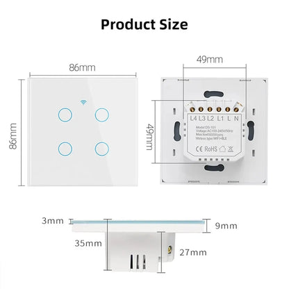 WiFi Smart Switch EU Light Wall Touch Switch Need Neutral Wire Tuya Smart Life Work with Alexa Google Home