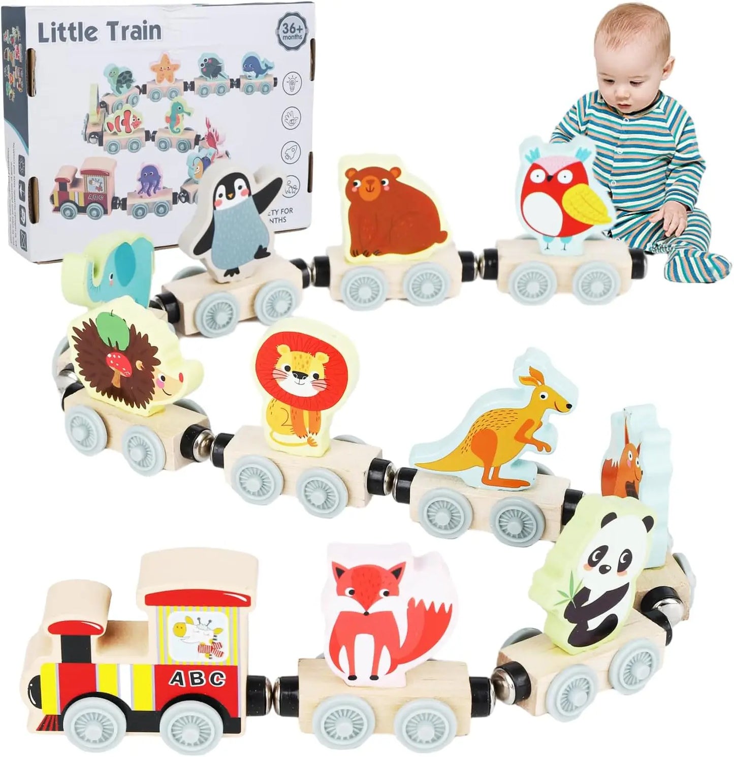 Delightful Montessori Magnetic Wooden Train Toy Set