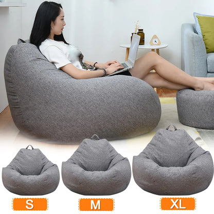 Large and Small Lazy Sofa Cover Chairs - Linen Cloth Lounger Seat