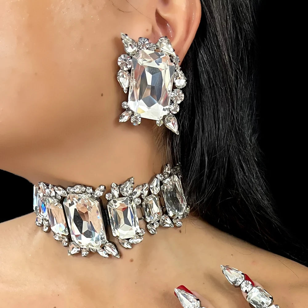 Stonefans Crystal Necklace & Earrings Set - Bridal and Bridesmaid Jewelry