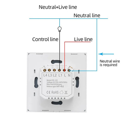 WiFi Smart Switch EU Light Wall Touch Switch Need Neutral Wire Tuya Smart Life Work with Alexa Google Home