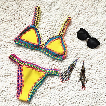 Tohuu Hand Knitted Bikini Swimsuit Summer Bikini Set for Pool Split Bikini Set Low Waist Swimsuit Bathing Suit for Vacation Summer Beach carefully