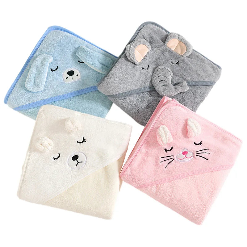 Cartoon Animal Baby Hooded Towel - Soft Newborn Bathrobe for Boys and Girls