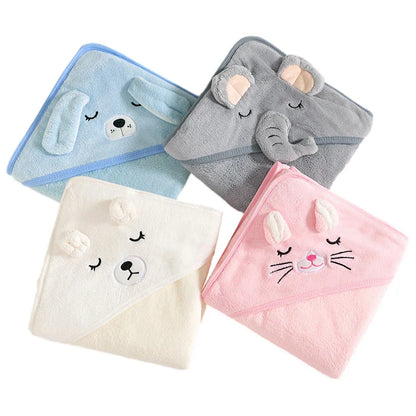 Cartoon Animal Baby Hooded Towel - Soft Newborn Bathrobe for Boys and Girls