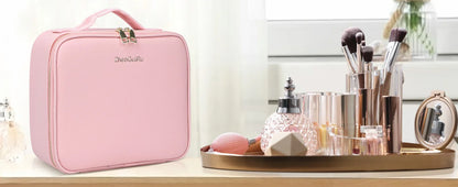 Portable Makeup Train Case with LED Mirror