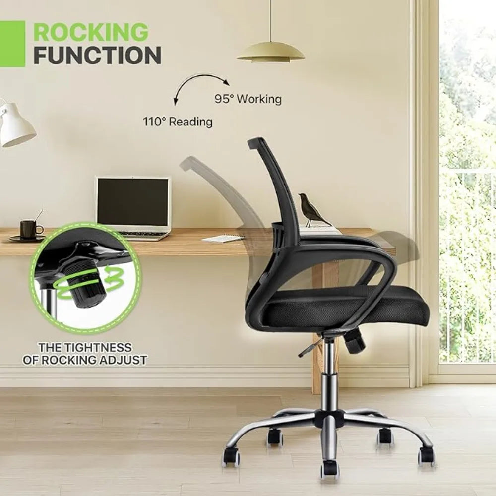 Ergonomic Home Office Chair – Adjustable Mesh Desk Chair with Lumbar Support, Armrests, and Swivel Rolling for Comfort