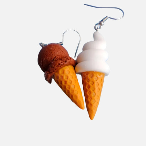 Vanilla & Chocolate Ice Cream Cone Earrings