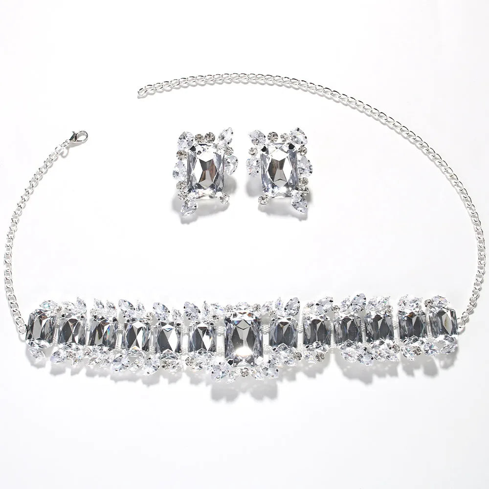 Stonefans Crystal Necklace & Earrings Set - Bridal and Bridesmaid Jewelry