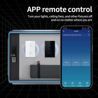 Smart WiFi & Bluetooth Wall Switch - Touch Sensor LED Light Switches