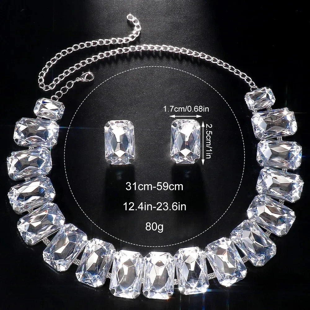 Stonefans Crystal Necklace & Earrings Set - Bridal and Bridesmaid Jewelry