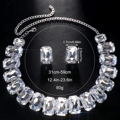 Stonefans Crystal Necklace & Earrings Set - Bridal and Bridesmaid Jewelry