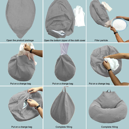Large and Small Lazy Sofa Cover Chairs - Linen Cloth Lounger Seat
