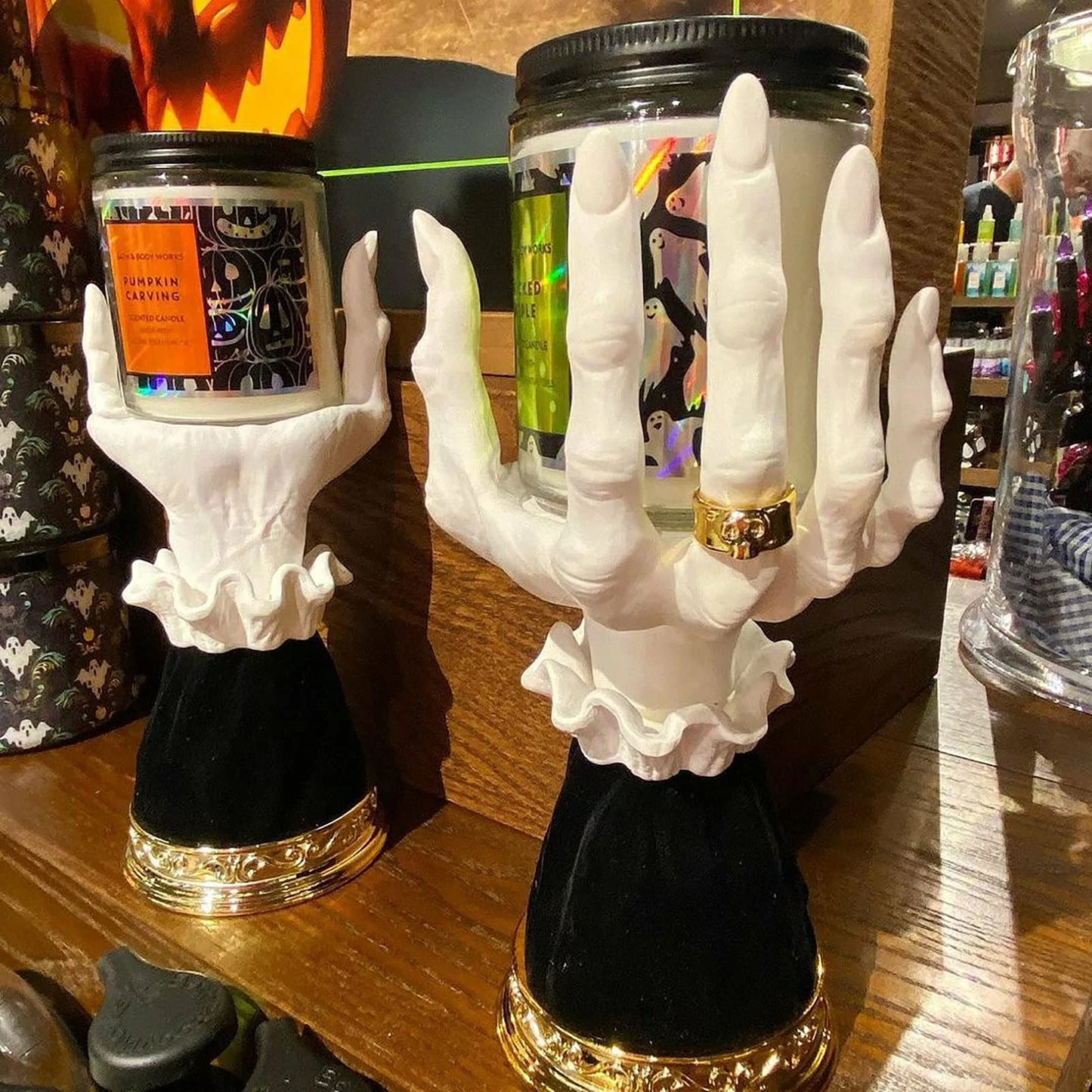 Spooky and Stylish: Halloween Witch Hand Candlestick