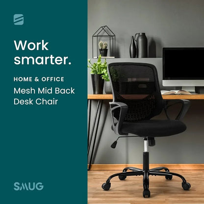 Ergonomic Mesh Office Chair – Swivel Task Chair with Lumbar Support & Adjustable Height, Comfortable Rolling Desk Chair for Home