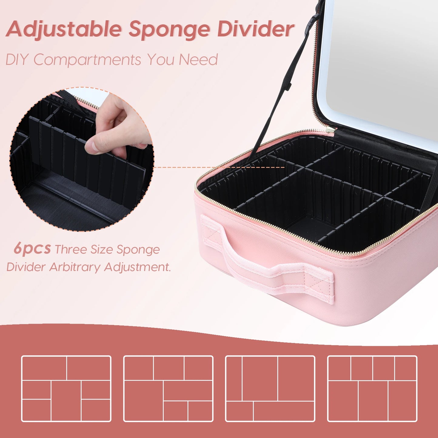 Portable Makeup Train Case with LED Mirror