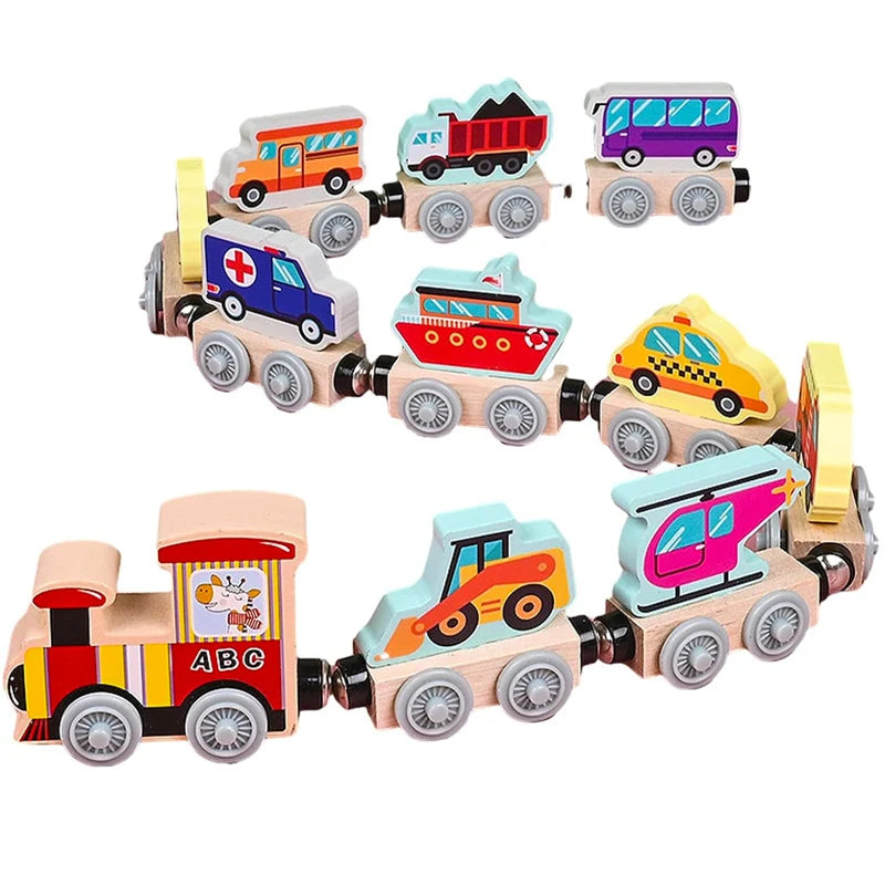 Delightful Montessori Magnetic Wooden Train Toy Set