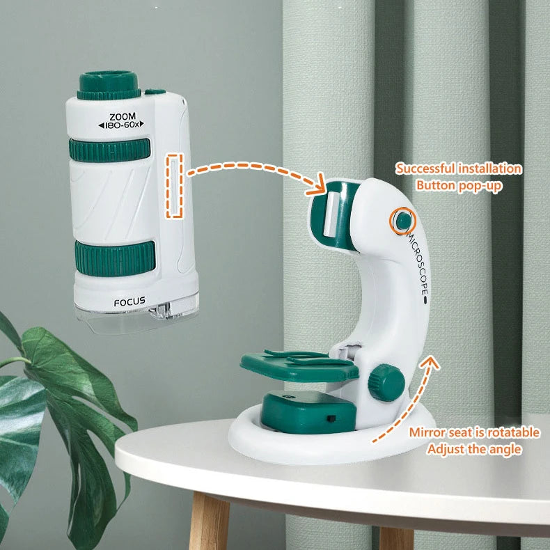 Kid's Pocket Microscope STEM Toy Kit 60-120x – Explore the Microscopic World