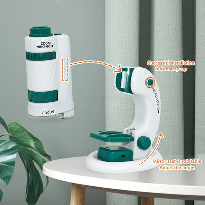 Kid's Pocket Microscope STEM Toy Kit 60-120x – Explore the Microscopic World