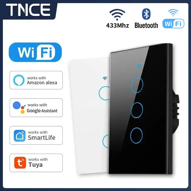 Smart WiFi & Bluetooth Wall Switch - Touch Sensor LED Light Switches