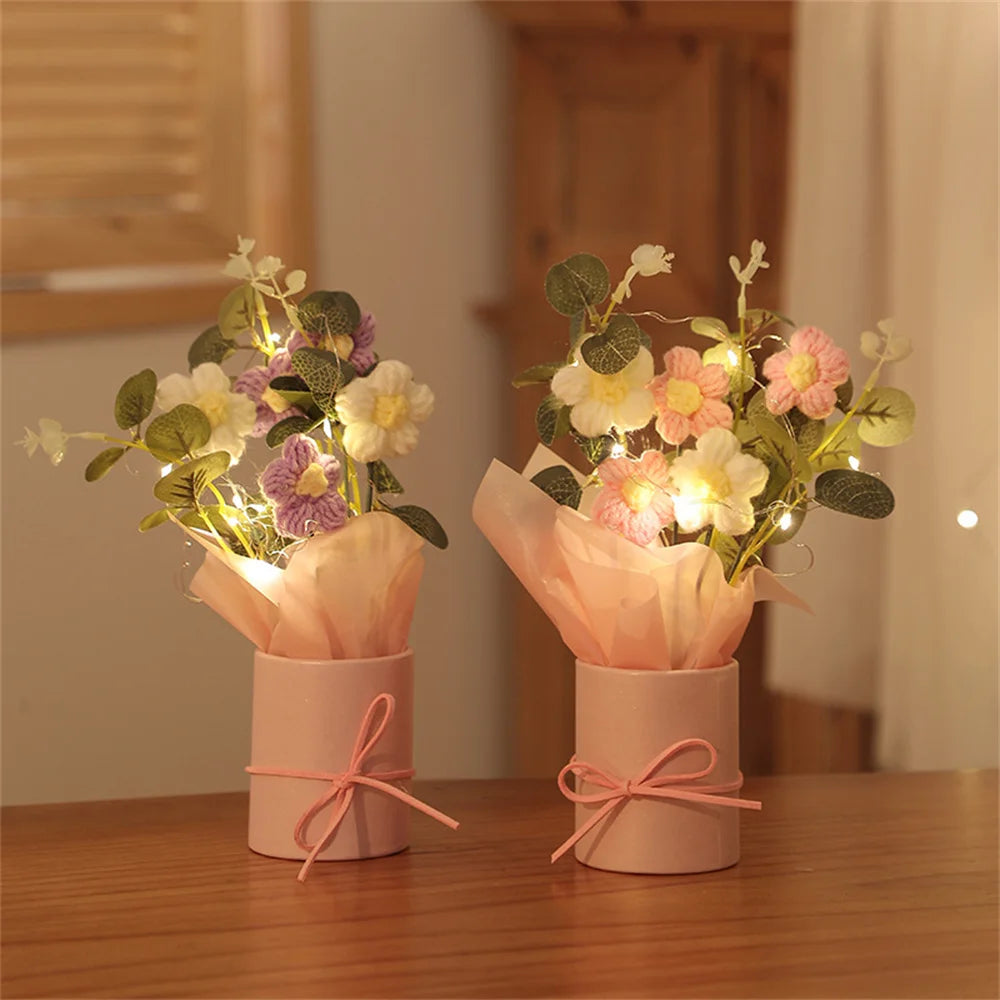 5PCS Hand-Knitted Woolen Flowers