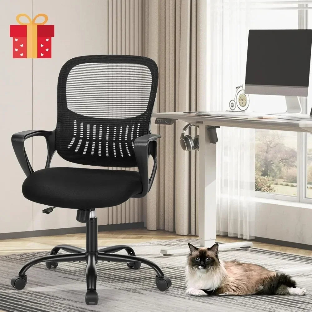 Ergonomic Mesh Office Chair – Swivel Task Chair with Lumbar Support & Adjustable Height, Comfortable Rolling Desk Chair for Home
