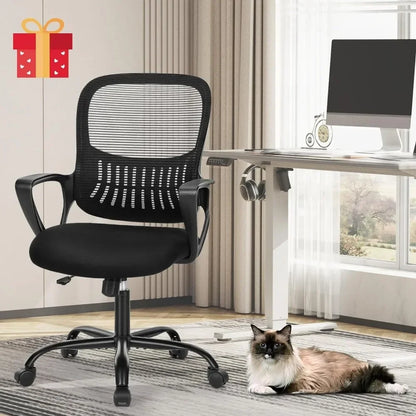Ergonomic Mesh Office Chair – Swivel Task Chair with Lumbar Support & Adjustable Height, Comfortable Rolling Desk Chair for Home