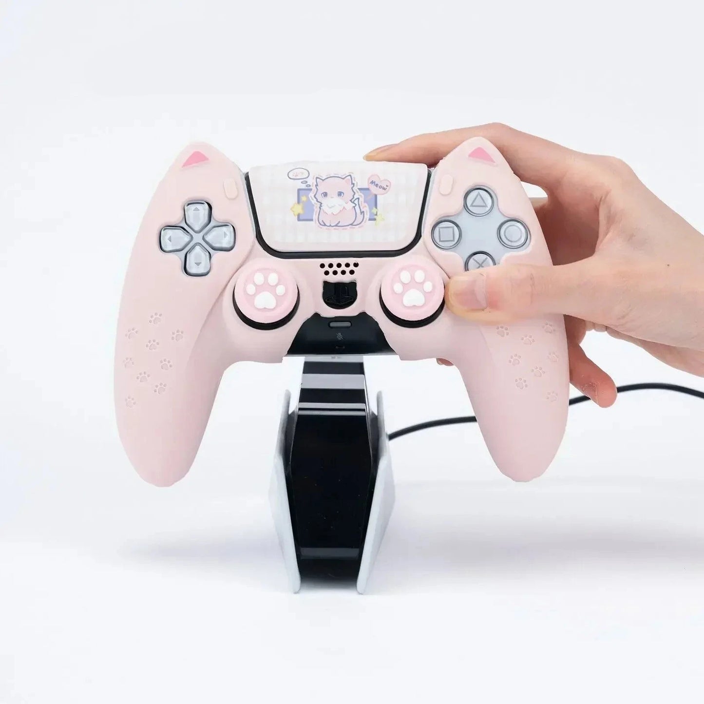 GeekShare PS5 controller case set: cat-themed thumb grips