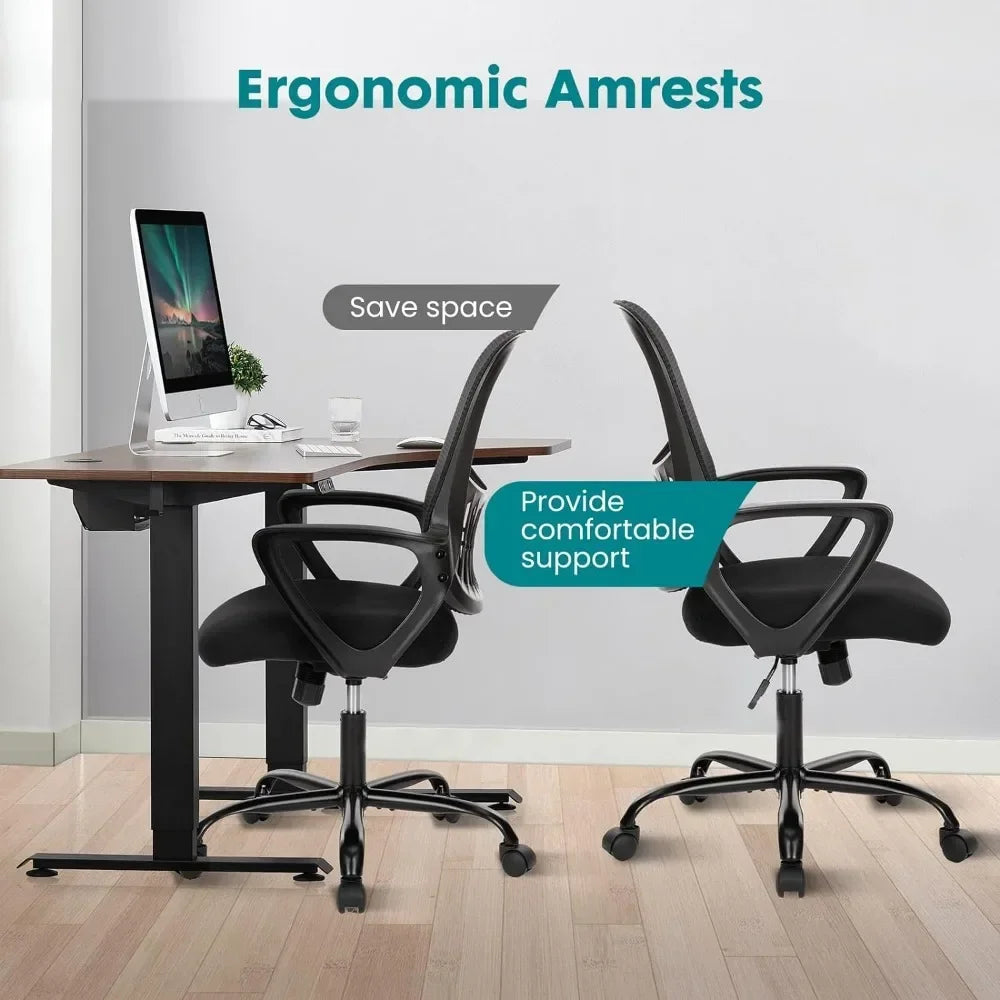 Ergonomic Mesh Office Chair – Swivel Task Chair with Lumbar Support & Adjustable Height, Comfortable Rolling Desk Chair for Home