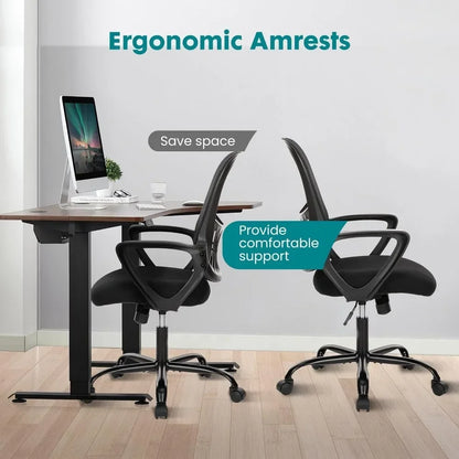 Ergonomic Mesh Office Chair – Swivel Task Chair with Lumbar Support & Adjustable Height, Comfortable Rolling Desk Chair for Home