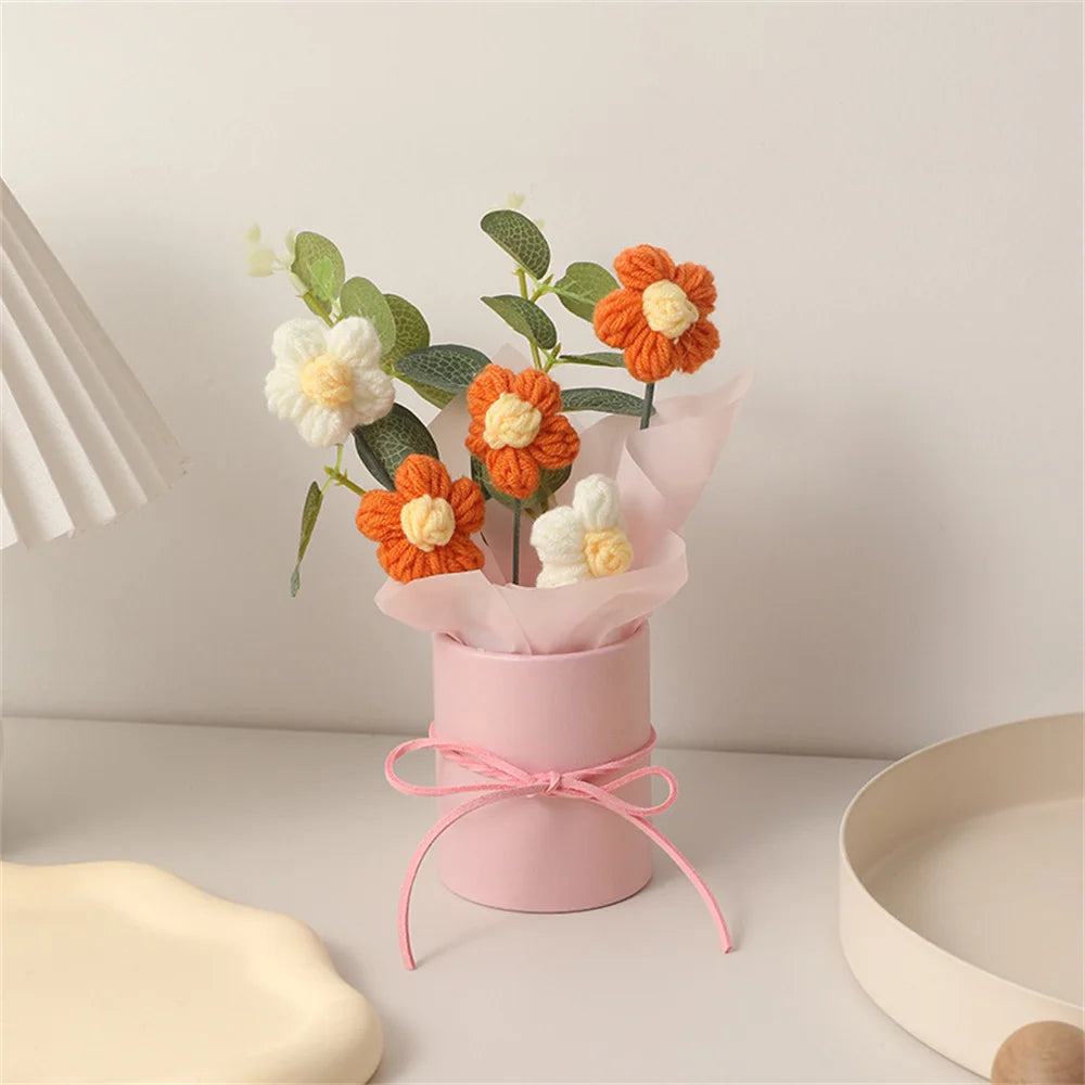 5PCS Hand-Knitted Woolen Flowers