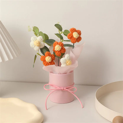 5PCS Hand-Knitted Woolen Flowers