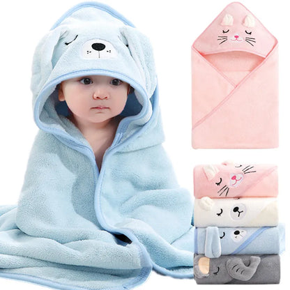 Cartoon Animal Baby Hooded Towel - Soft Newborn Bathrobe for Boys and Girls