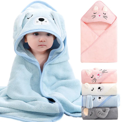 Cartoon Animal Baby Hooded Towel - Soft Newborn Bathrobe for Boys and Girls