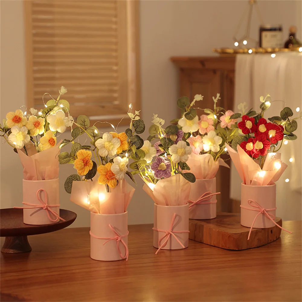5PCS Hand-Knitted Woolen Flowers