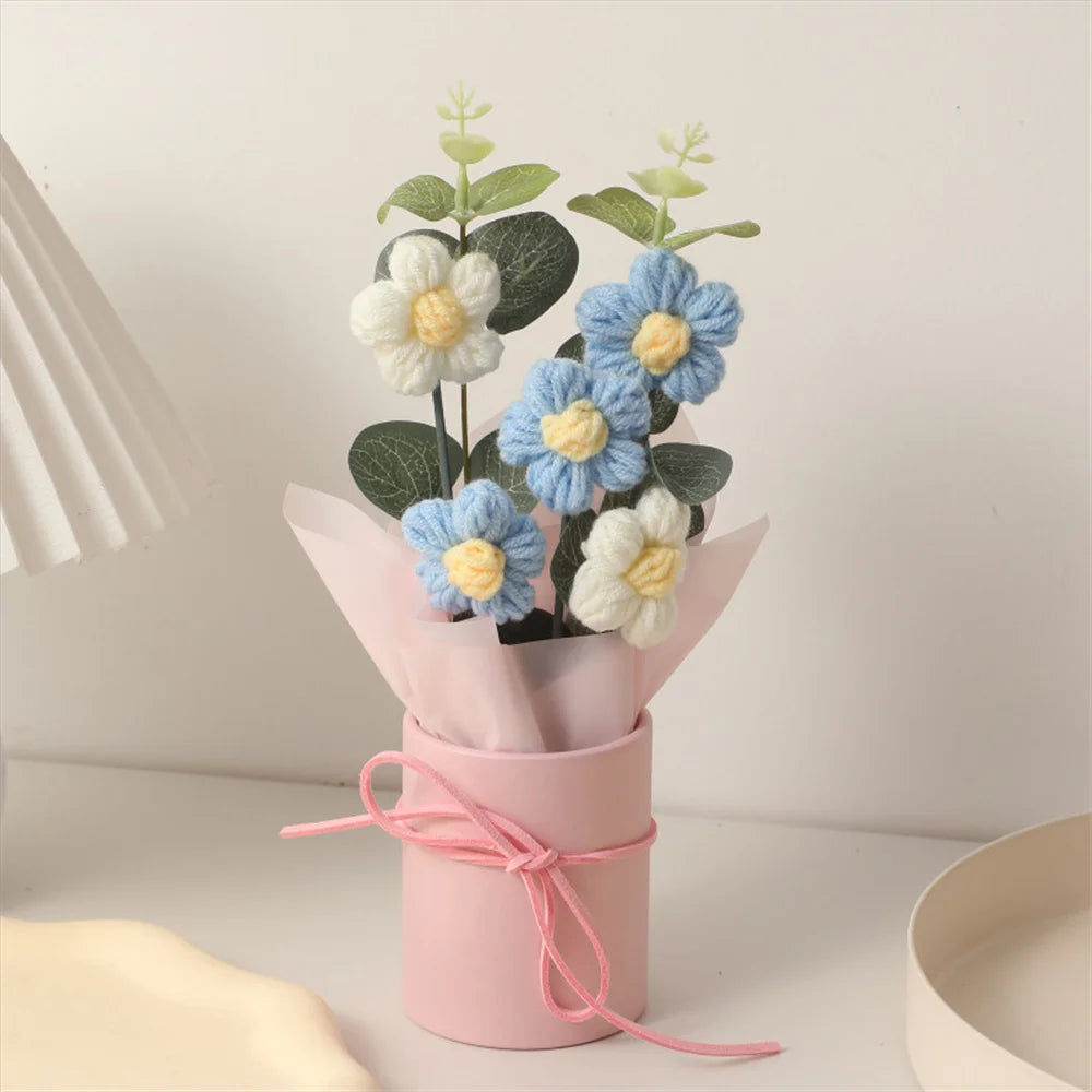 5PCS Hand-Knitted Woolen Flowers