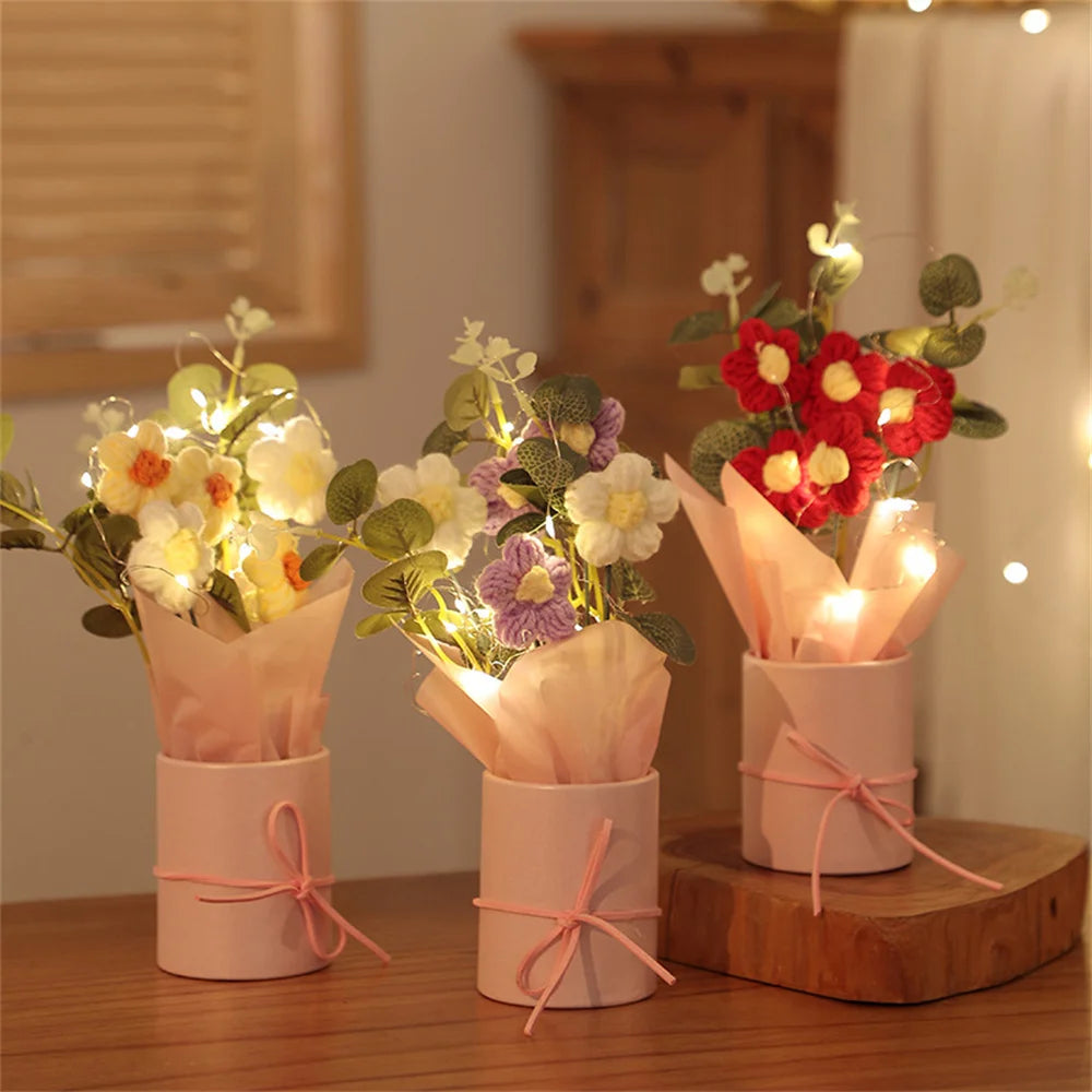 5PCS Hand-Knitted Woolen Flowers