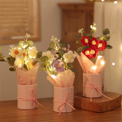 5PCS Hand-Knitted Woolen Flowers